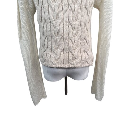 ZARA Womens Small Cable Knit Sweater Cream Acrylic/Wool Blend - Picture 11 of 13